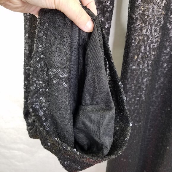 Akira Chicago Flare Pants Women L High Waist Semi Sheer Sequin Black Sparkle NEW - Picture 7 of 16